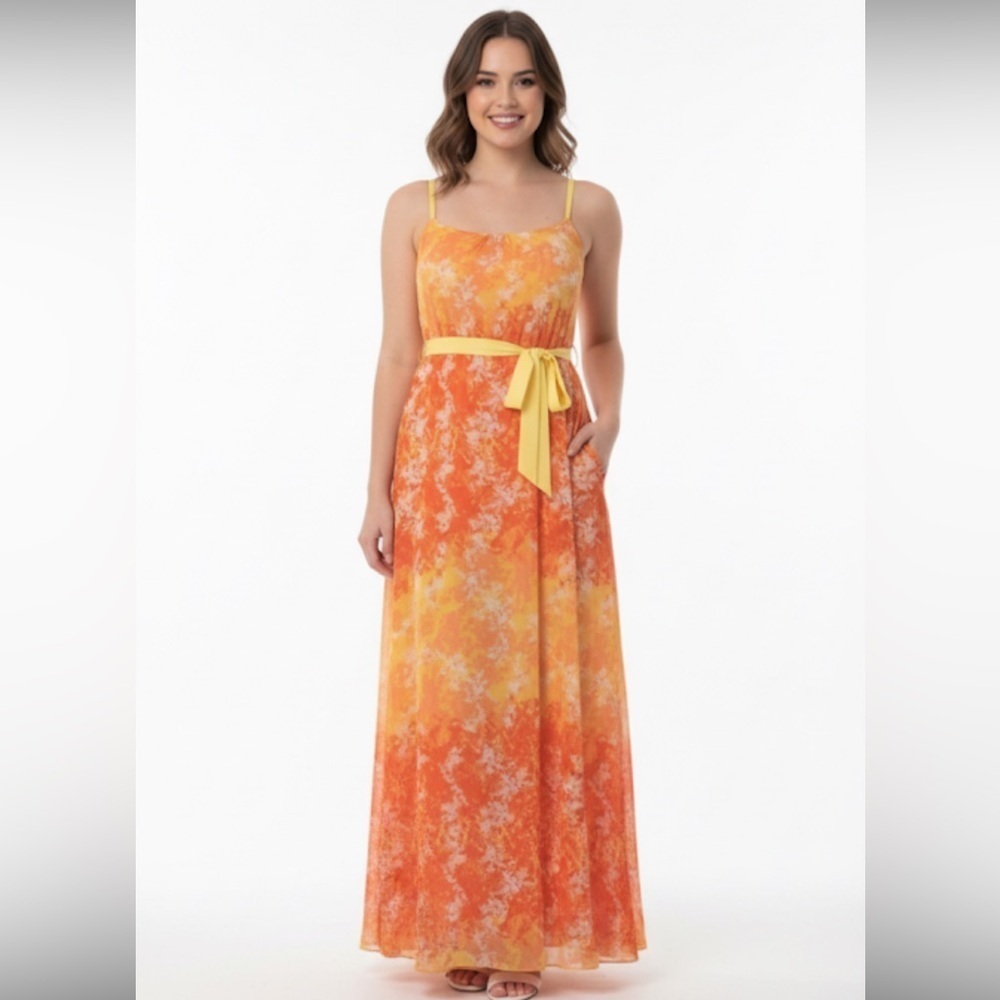 Umgee small orange & yellow maxi dress